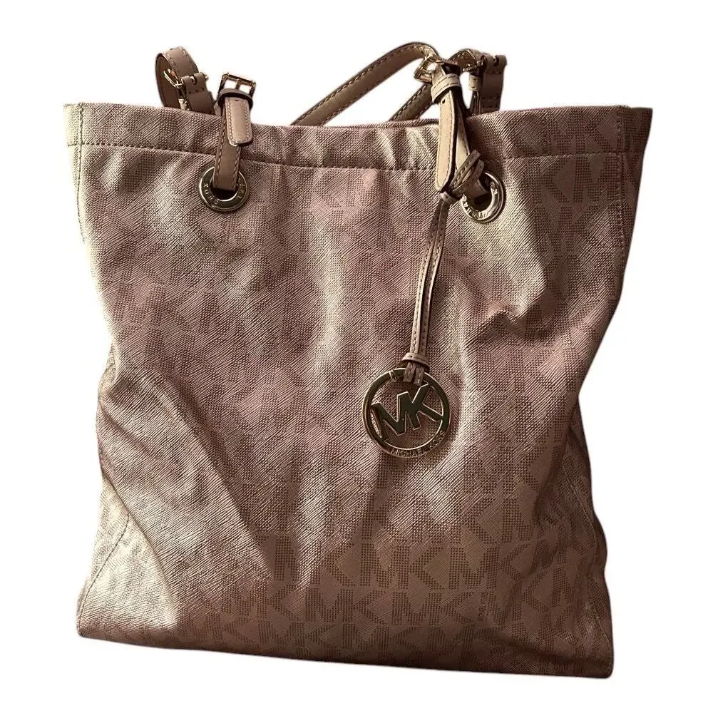 Michael Kors Signature Jet Set North South Rose Gold Large Tote
